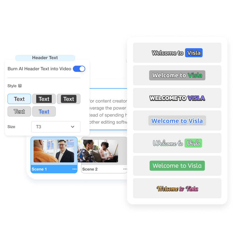 Scene‑based editor in Visla to refine and export a travel promo
